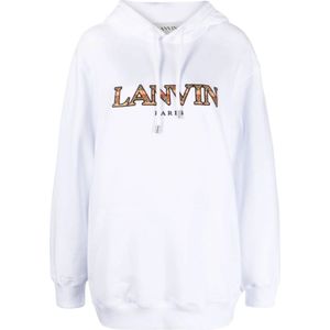 Lanvin, Sweatshirts & Hoodies, Dames, Wit, S, Frisse Witte Oversized Hoodie