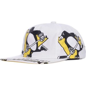 Mitchell & Ness, Accessoires, Heren, Wit, ONE Size, Katoen, Pittsburgh Penguins Platklep Pet