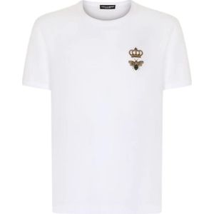 Dolce & Gabbana, Tops, Heren, Wit, XL, Katoen, T-Shirts
