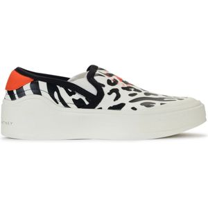 Adidas by Stella McCartney, Schoenen, Dames, Veelkleurig, 39 EU, Katoen, Zebra Print Slip-On Court Sneakers