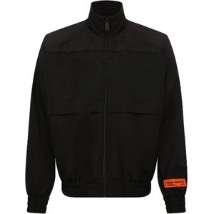 Heron Preston, Zwarte Jas met Logodetail Zwart, Heren, Maat:S