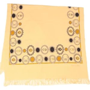 Dior Vintage, Pre-owned, Dames, Beige, ONE Size, Katoen, Pre-owned Cotton scarves