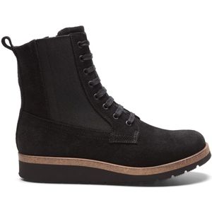 New Feet, Veterboot met elastiek en rits Zwart, Dames, Maat:38 EU