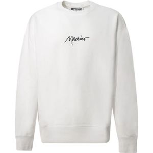 Moschino, Sweatshirts & Hoodies, Heren, Wit, L, Katoen, Witte Katoenen Crewneck Sweatshirt