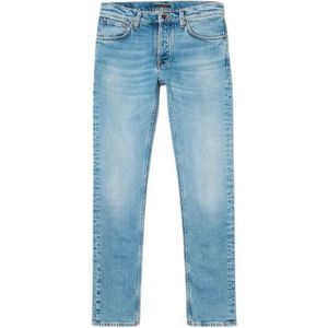 Nudie Jeans, Slim Fit Biologisch Katoenen Jeans Blauw, Heren, Maat:W34 L32