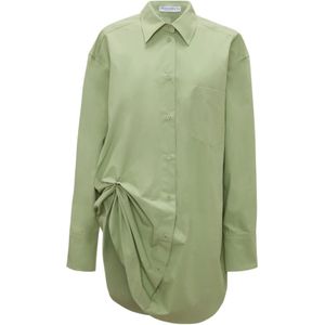 JW Anderson, Lange Groene Blouse met Zijstrik Groen, Dames, Maat:S