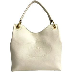 Prada Vintage, Pre-owned Leather totes Wit, Dames, Maat:ONE Size