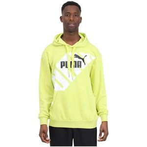 Puma, Sweatshirts & Hoodies, Heren, Geel, L, Gele Hoodie Sweatshirt Colorblock Grafisch