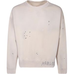 Maison Margiela, Sweatshirts & Hoodies, Heren, Beige, S, Katoen, Bordeaux Sweatshirt met Frontprint
