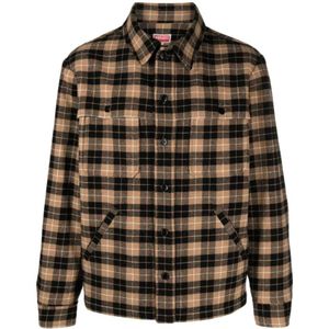 Kenzo, Overhemden, Heren, Beige, L, Wol, Klassieke Lumberjack Geruite Wollen Overhemd