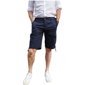 Aeronautica Militare, Casual militaire stijl Bermuda cargo Blauw, Heren, Maat:M