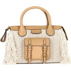 Chloé Pre-owned, Pre-owned, Dames, Beige, ONE Size, Leer, Pre-owned Linen handbags
