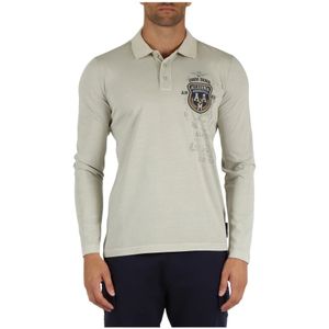 Aeronautica Militare, Tops, Heren, Beige, XL, Katoen, Regular Fit Katoenen Polo met Lange Mouwen