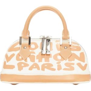 Louis Vuitton Vintage, Pre-owned, Dames, Beige, ONE Size, Leer, Tweedehands leren handtassen
