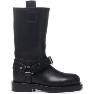 Burberry, Schoenen, Dames, Zwart, 40 EU, Leer, Zwarte Rijlaarzen met Gesp