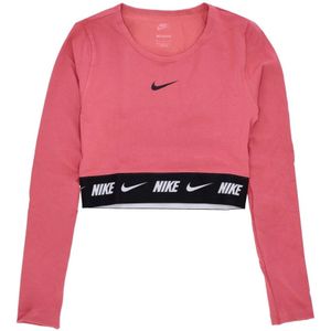 Nike, Crop Tape Longsleeve Top Roze, Dames, Maat:XS