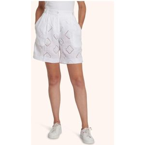 Kiton, Korte broeken, Dames, Wit, S, Linnen, Elegante Linnen Bermuda Shorts