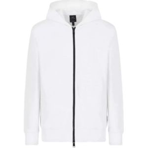 Armani Exchange, Sweatshirts & Hoodies, Heren, Wit, S, Katoen, Witte Rits Sweater - L