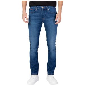 Tommy Hilfiger, Jeans, Heren, Blauw, W29 L30, Denim, Blauwe Plain Denim Jeans met Rits