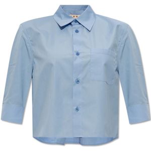 Marni, Blouses & Shirts, Dames, Blauw, S, Katoen, Geknipt shirt in katoen