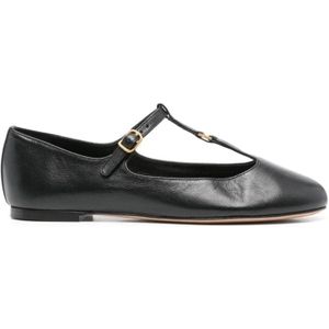 Chloé, Schoenen, Dames, Zwart, 40 1/2 EU, Zwarte platte Mary-Jane ballerina schoenen