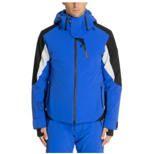 Emporio Armani Ea7, Sport, Heren, Blauw, M, Multikleur Ski Jas met Capuchon