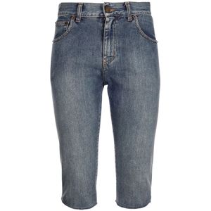 Saint Laurent, Korte broeken, Dames, Blauw, W27, Katoen, Geknipte Jeans