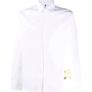 Oamc, Overhemden, Heren, Wit, XL, Klassiek Wit Overhemd met Geel Logo