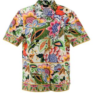 Etro, Blouses & Shirts, Dames, Veelkleurig, S, Katoen, Boeket Print Katoen Poplin Overhemd