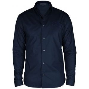 Philipp Plein, Blauw Skull Geborduurd LS Shirt Blauw, Heren, Maat:S