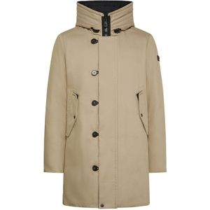 Peuterey, Mantels, Heren, Beige, XL, Katoen, Heren Parka Jas met Natuurlijke Veren Vulling