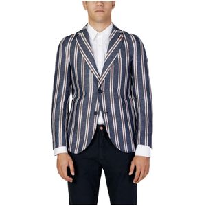 Mulish, Jassen, Heren, Blauw, S, Katoen, Blauwe Gestreepte Knoopsluiting Blazer