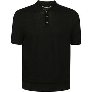 Hindustrie, Tops, Heren, Zwart, 3Xl, Katoen, Zwarte Polo Shirt met Knopen en Kraag