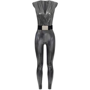 Elisabetta Franchi, Jumpsuits & Playsuits, Dames, Grijs, S, Jumpsuit met riem