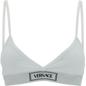 Versace, Wit Katoenen Topje Wit, Dames, Maat:M