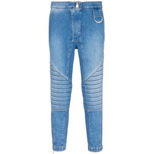 Balmain, Jeans, Heren, Blauw, S, Katoen, Lichtblauwe Lage Taille Slim Fit Jeans