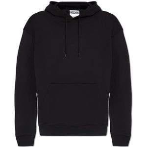 Moschino, Sweatshirts & Hoodies, Heren, Zwart, XL, Katoen, Hoodie met logo-print