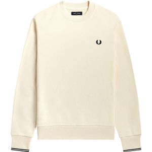 Fred Perry, Sweatshirts & Hoodies, Heren, Beige, 2Xl, Katoen, Ecru Heren Trui met Logo