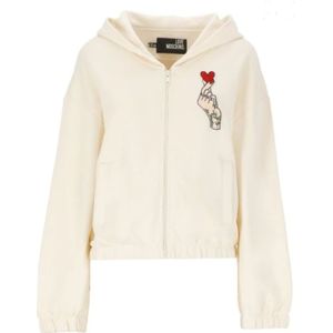 Love Moschino, Sweatshirts & Hoodies, Dames, Beige, S, Sweatshirt met rits