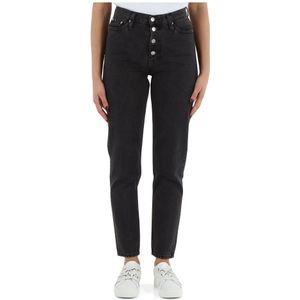 Calvin Klein Jeans, Jeans, Dames, Zwart, W28, Katoen, Hoge Taille Mom Fit Jeans