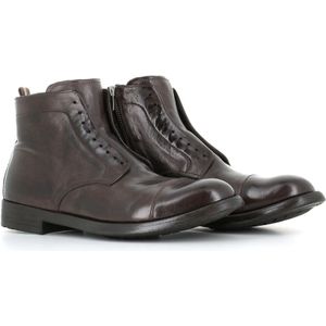 Officine Creative, Schoenen, Heren, Zwart, 42 1/2 EU, Ebony Leren Enkellaars Met Rits