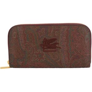 Etro, Accessoires, Dames, Rood, ONE Size, Katoen, Paisley Rits Portemonnee Rood