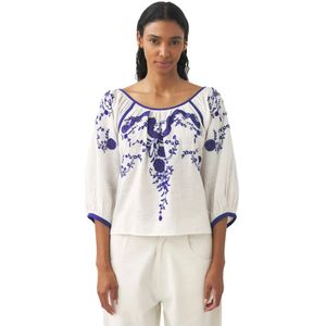 Antik Batik, Blouses & Shirts, Dames, Wit, L, Katoen, Geborduurde blouse Victoria