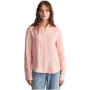 Gant, Blouses & Shirts, Dames, Roze, M, Linnen, Ademende Linnen Chambray Overhemd