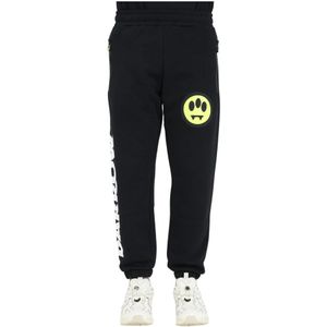 Barrow, Zwarte Joggingbroek met Smiley Print Zwart, Heren, Maat:L