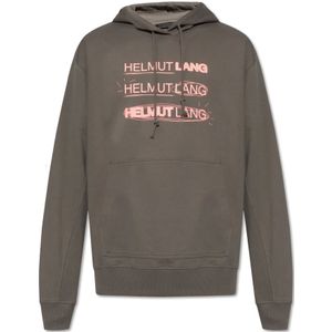 Helmut Lang, Sweatshirts & Hoodies, Heren, Grijs, XL, Katoen, Hoodie met logo
