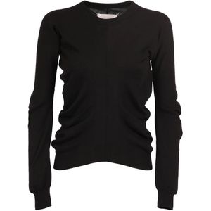 Maison Margiela, Slim-Fit Katoenen Gebreide Trui Zwart, Dames, Maat:M