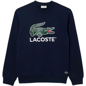 Lacoste, Sweatshirts & Hoodies, Heren, Blauw, XL, Katoen, Klassieke Ronde Hals Sweater - Blauw
