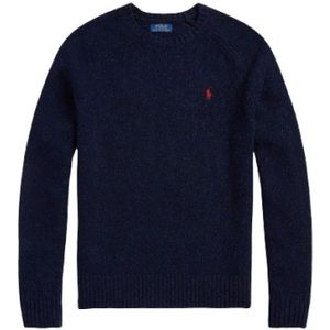 Polo Ralph Lauren, Truien, Heren, Blauw, XL, Wol, Gemengde wol ronde hals gebreide trui