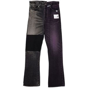 Mihara Yasuhiro, 2-Toned Denim Broeken, Stijlvolle en veelzijdige jeans Zwart, Heren, Maat:S